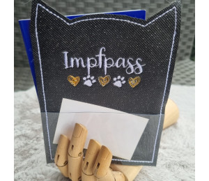 Stickserie ITH - Impfpasshülle Katzenkopf Ohren - 11 Motive Katze in 4 Varianten inkl. Blanko